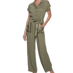 Apt. 9 Sage Green Button-Up Jumpsuit